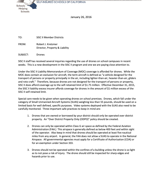 Drones Policy & Safety Guidelines for School Districts