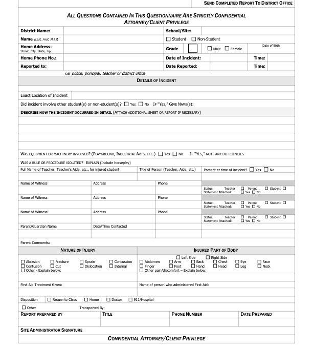 Confidential School Incident Investigation Report