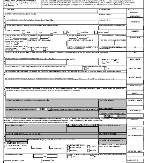 Employer’s First Report of Occupational Injury or Illness (Form 5020)