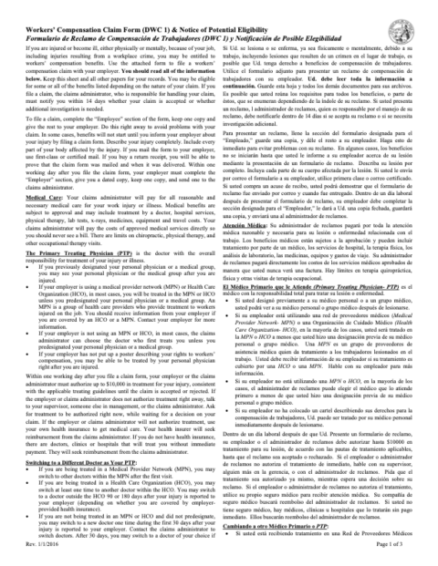 Workers’ Compensation Claim Form (DWC 1) | Tuolumne JPA