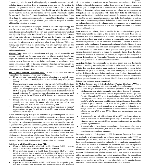 Workers’ Compensation Claim Form (DWC 1)