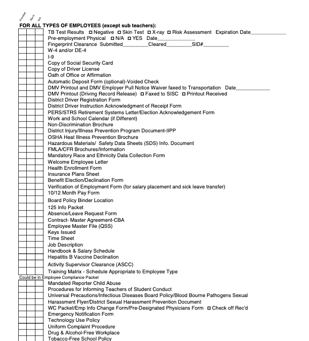 New Hire Checklist