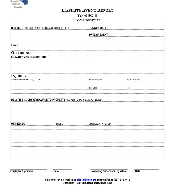 Liability Event Report