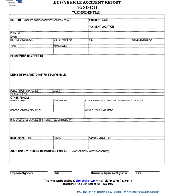 Bus/Vehicle Accident Report