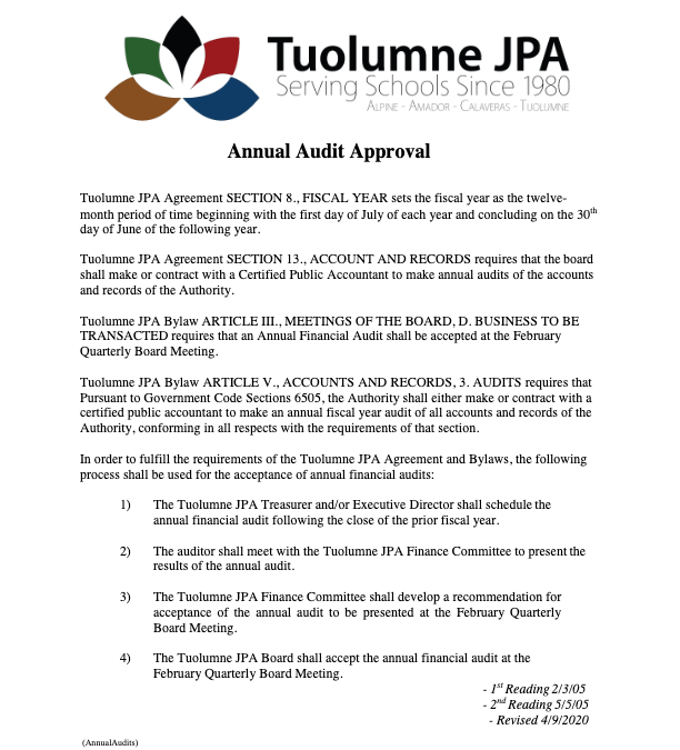 Annual Audit Approval