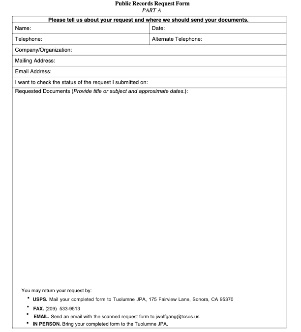 Public Records Request Form