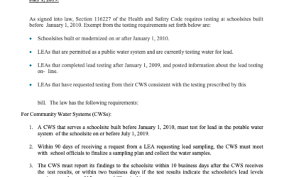 Member Alert – AB 748: School Water Supply Required Lead Testing