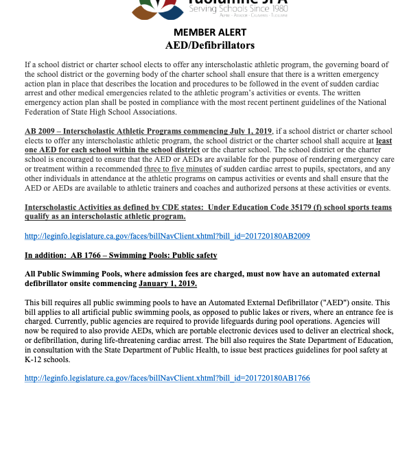 Member Alert – AED/Defibrillators