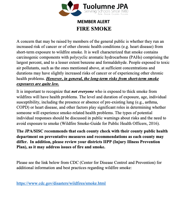 Member Alert – Fire Smoke