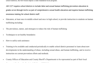Member Alert – AB 1227: Human Trafficking