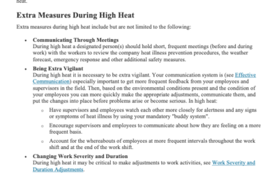 Member Alert – Cal/OSHA High Heat Reminders