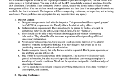 Member Alert: Cal/OSHA Inspection Guidelines