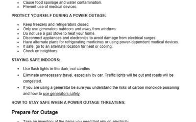 Member Alert – Power Outages