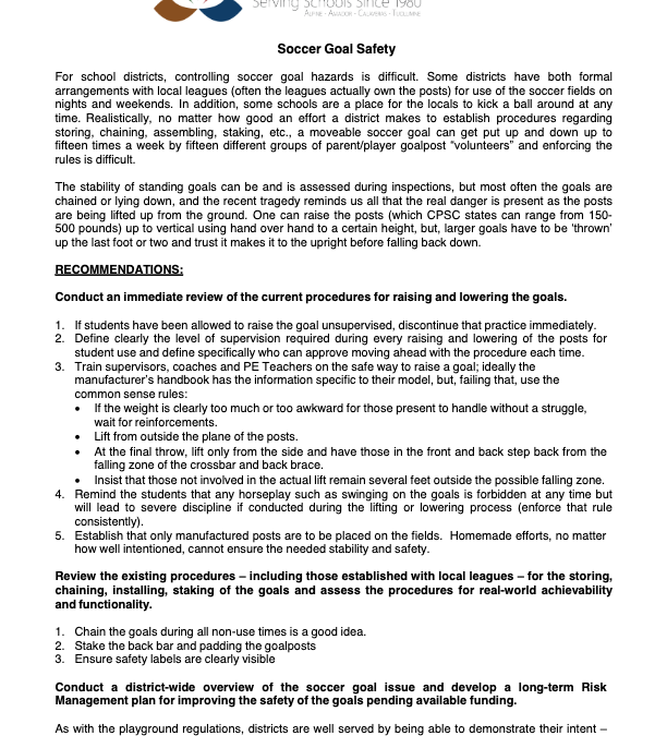 Soccer Goal Safety Guidelines