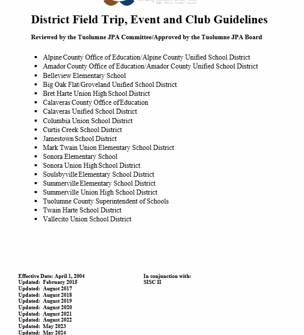 District Field Trip, Club and Event Guidelines 24-25